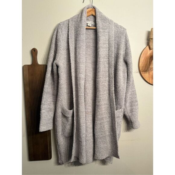 Barefoot Dreams Gray CozyChic Boucle Open Front Long Line Cali Cardigan Small - Picture 1 of 5